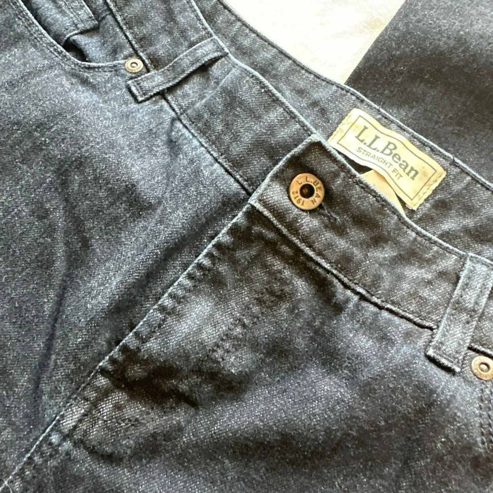 L.L. Bean Women's 14 Jeans Straight Fit Dark Wash Denim Flap‎ Pockets